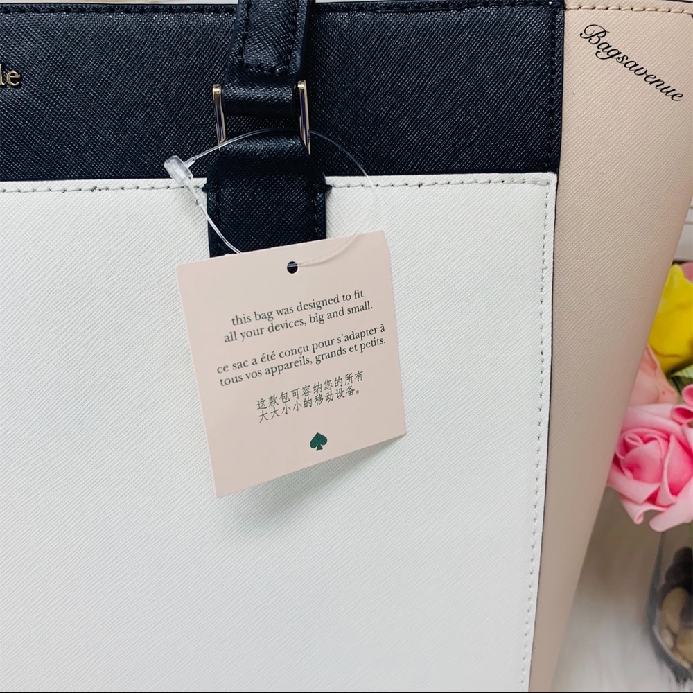 Beige black tote cameron large laptop Kate spade - Picture 2 of 8